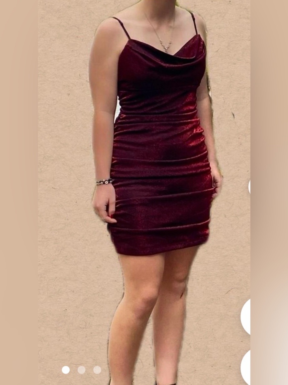 Emerald Sundae Burgundy Mini Dress Size Large PTP 17”-19” EUC